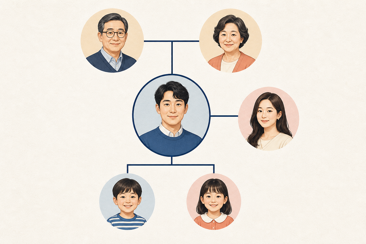 발급 대상자를 중심으로 연결되는 가족관계