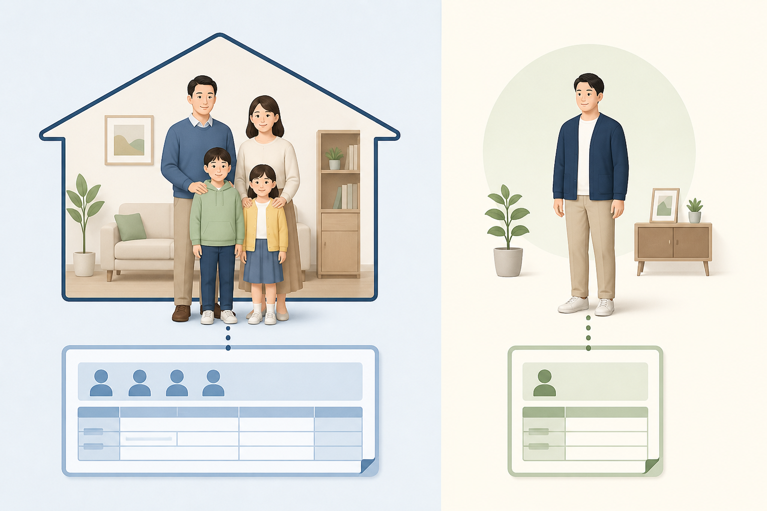 세대 기준 등본과 개인 기준 초본의 차이